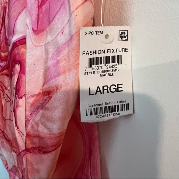 NWT INC International Concepts Lace Trim Pajama Set Marble Pink L - Picture 3 of 12